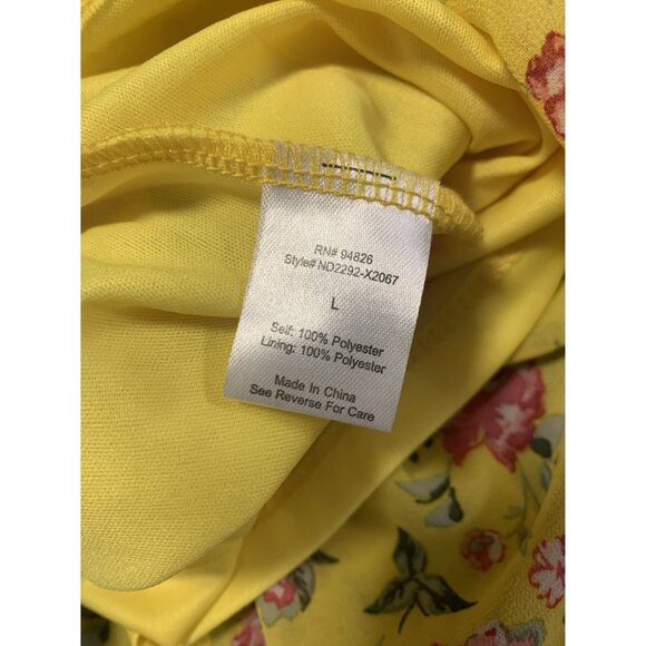 No Frills Los Angeles Yellow Floral Babydoll Cottage Maxi Dress L - Picture 9 of 9